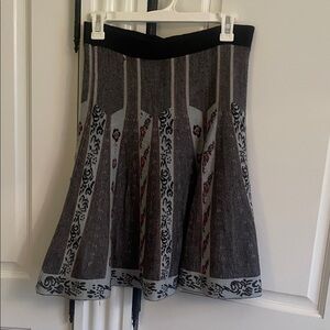 Moth Gray and Black Patterned A-Line Skirt